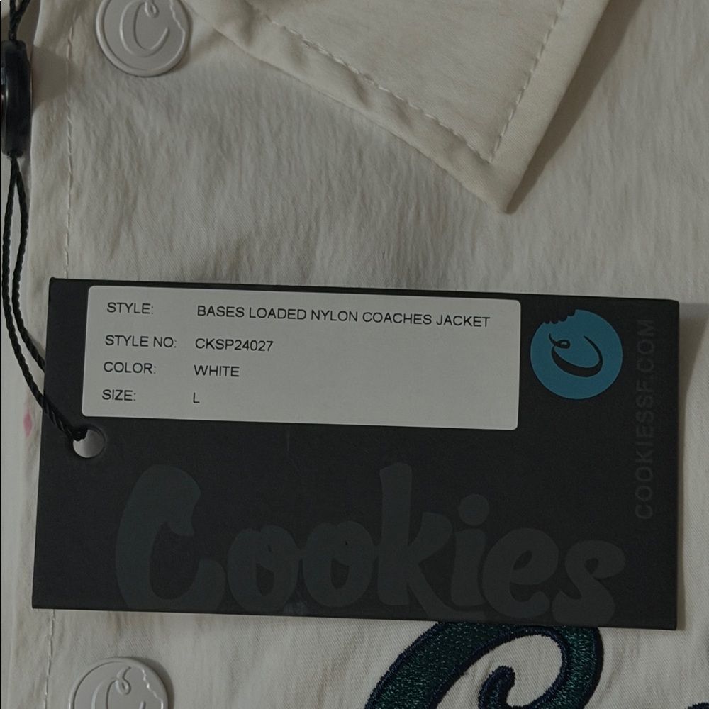 Cookies Men’s Lightweight White Coach Jacket with Cookies Logo - Picture 6 of 16